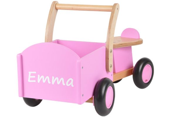 Naamsticker voor de houten bakfiets.